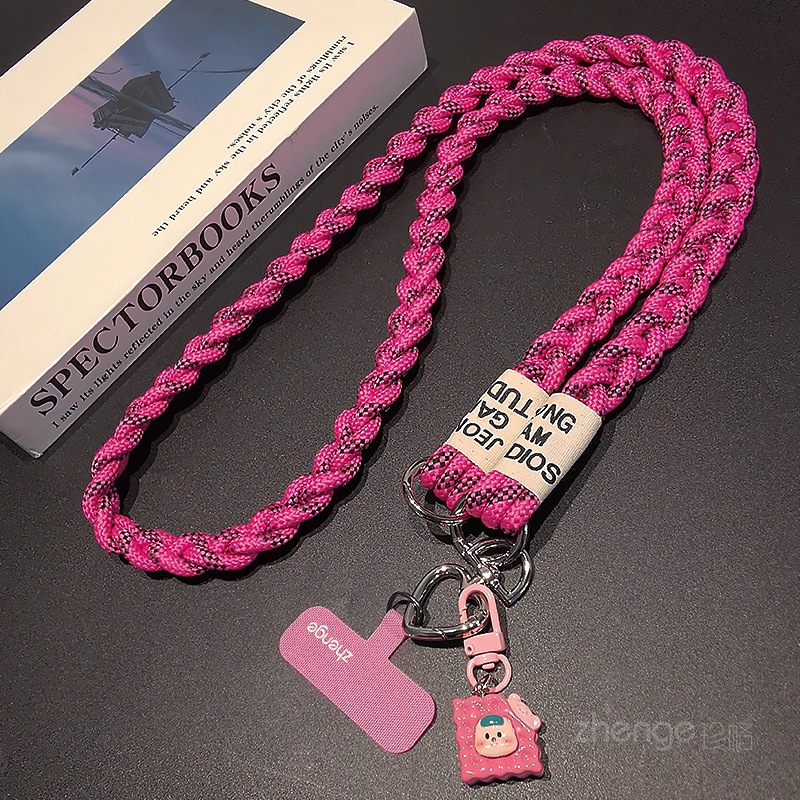 Phone strap crossbody ponytail braided rope outdoor phone strap women's long travel shopping street