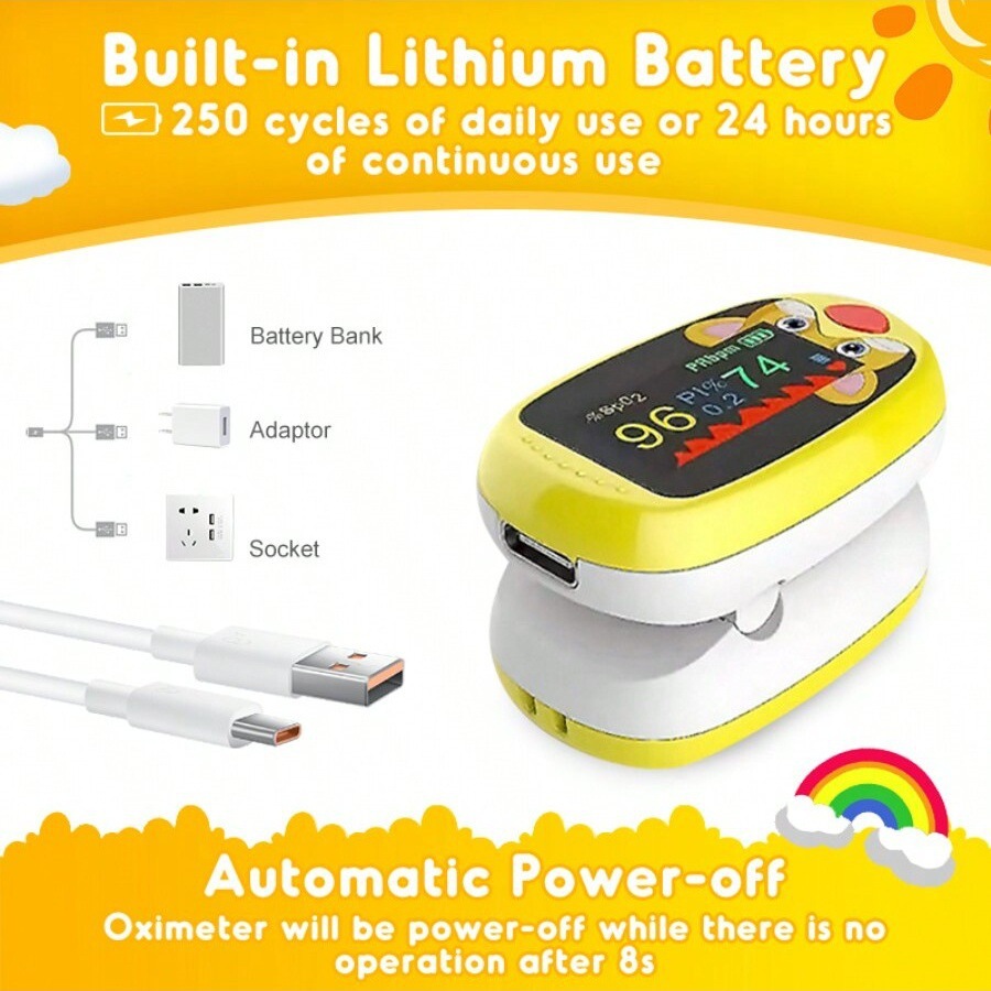Children Oximeter Finger Clip Pulse Oxygen Saturation Monitor Sleep Monitoring Heart Rate Child Monitor