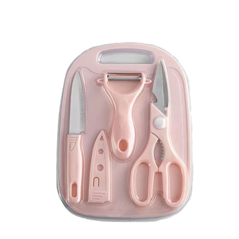 Yangjiang Knife Simple Gift Set Stainless Steel Fruit Knife Cutting Board Scissors Peeler Kitchen Household Four-Piece Set