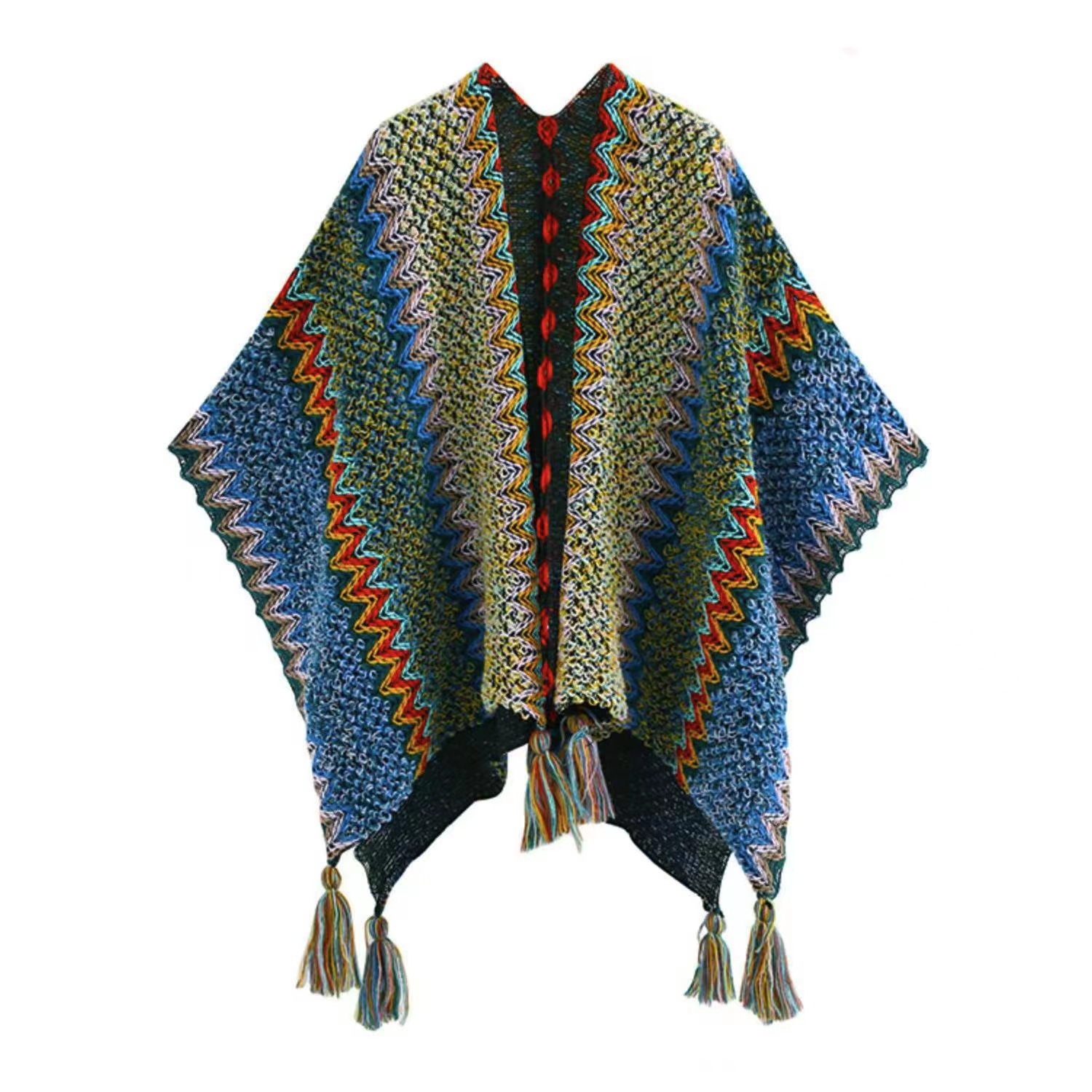 Deer velvet shawl ethnic style travel cape shawl women new Yunnan Lijiang knitted cape warm