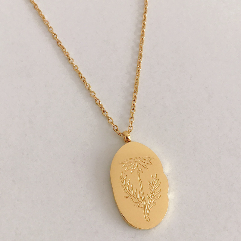 Stainless steel December flower irregular pendant necklace titanium steel December flower birth flower necklace month flower