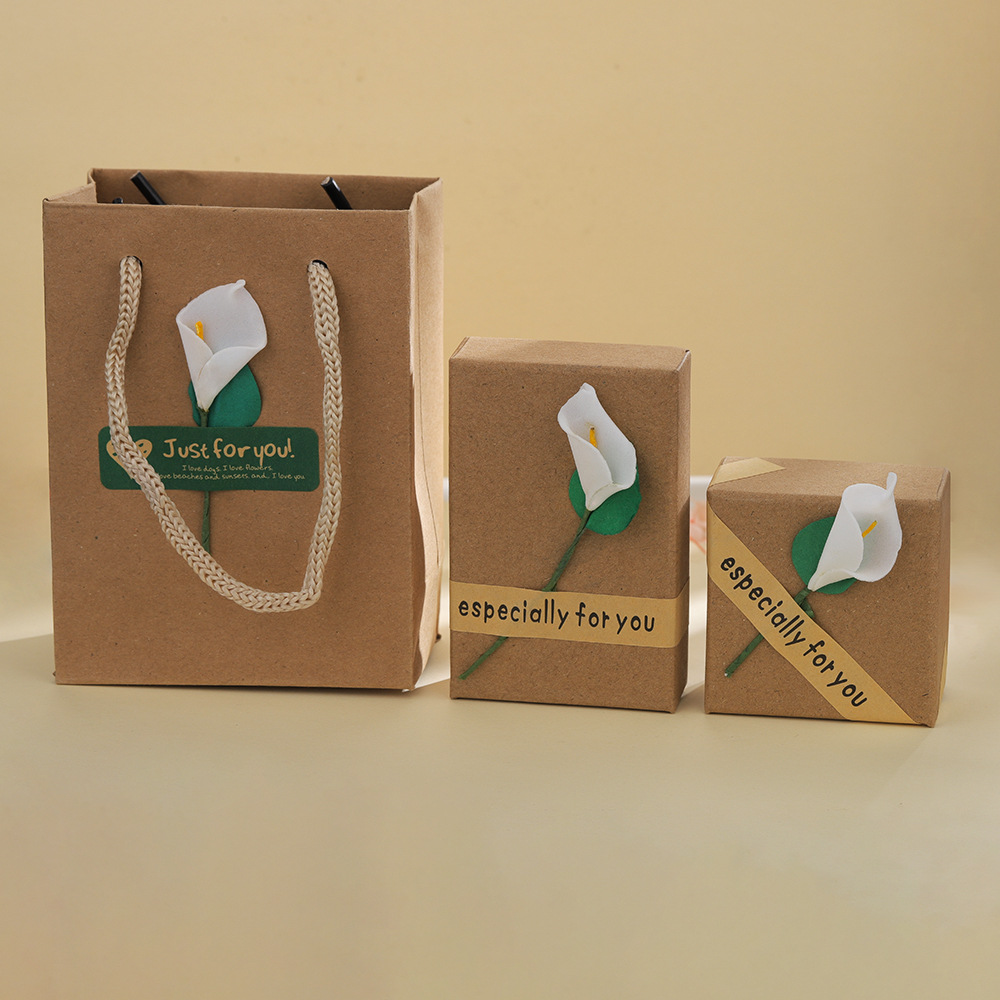 Jewelry Box Set Vintage Kraft Paper Gift Box Necklace Ring Bracelet Jewelry Box Flower Box