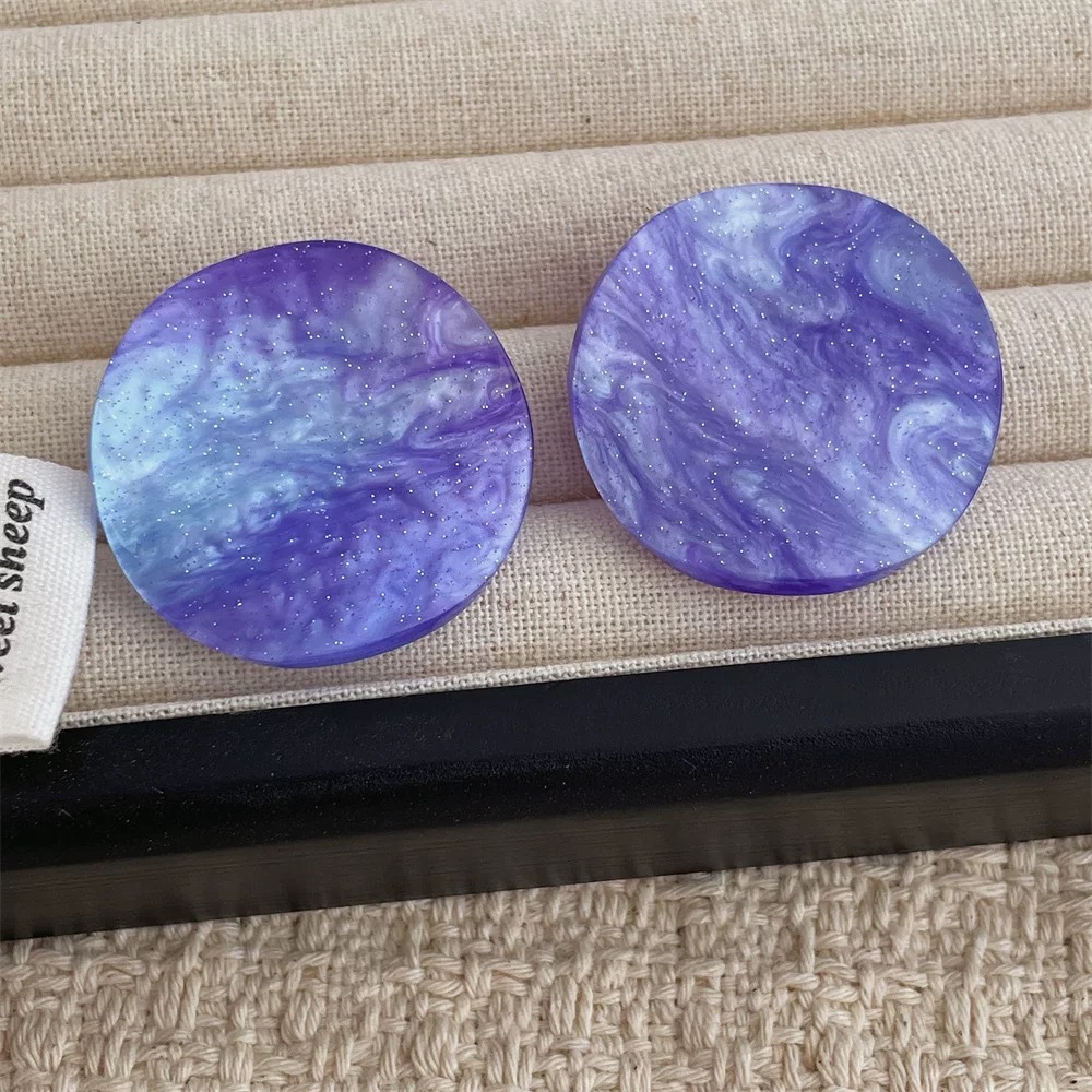 Candy Color Twisted Piece Round Acetate Earrings for Women Niche Vacation Style Ear Pin Ear Accessories