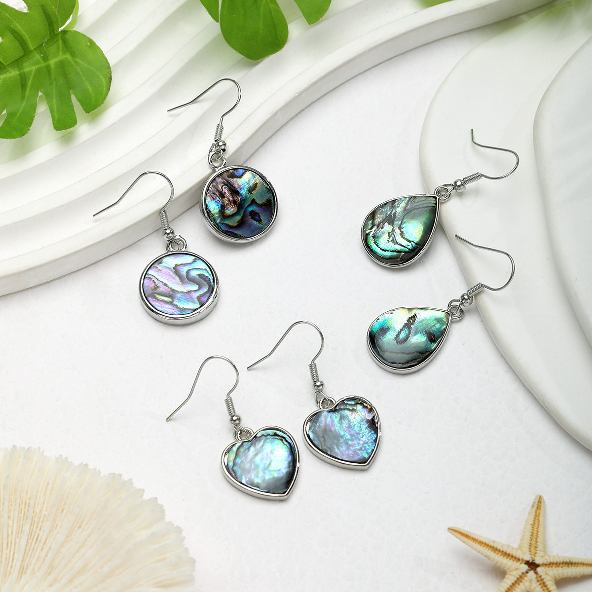 Geometric Natural Texture Abalone Shell Earrings Drop Earrings Accessories for Women