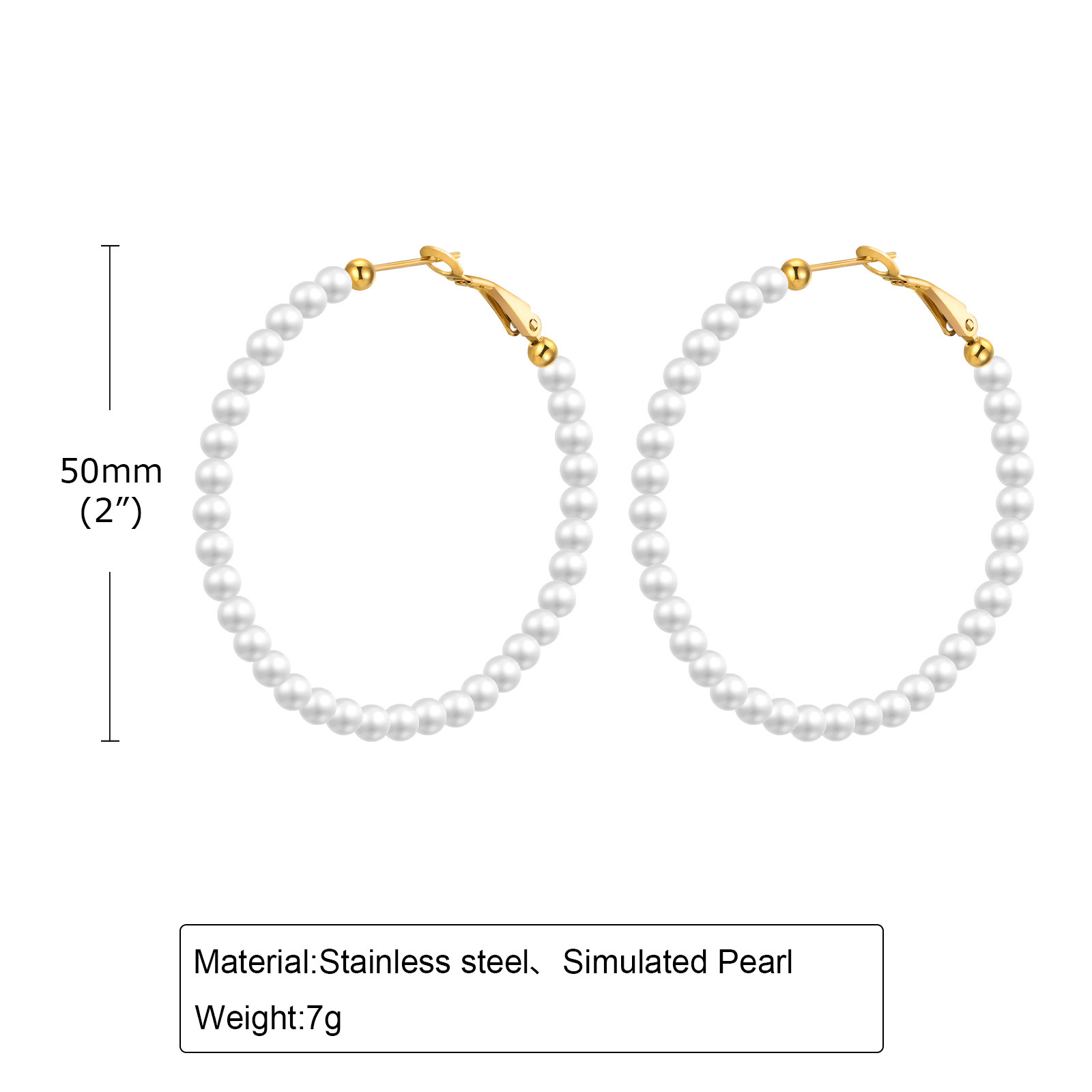 Stainless Steel Accessories Imitation Pearl C-Shape Earring Titanium Steel Earring Accessories Style Women's Gold Ear Stud