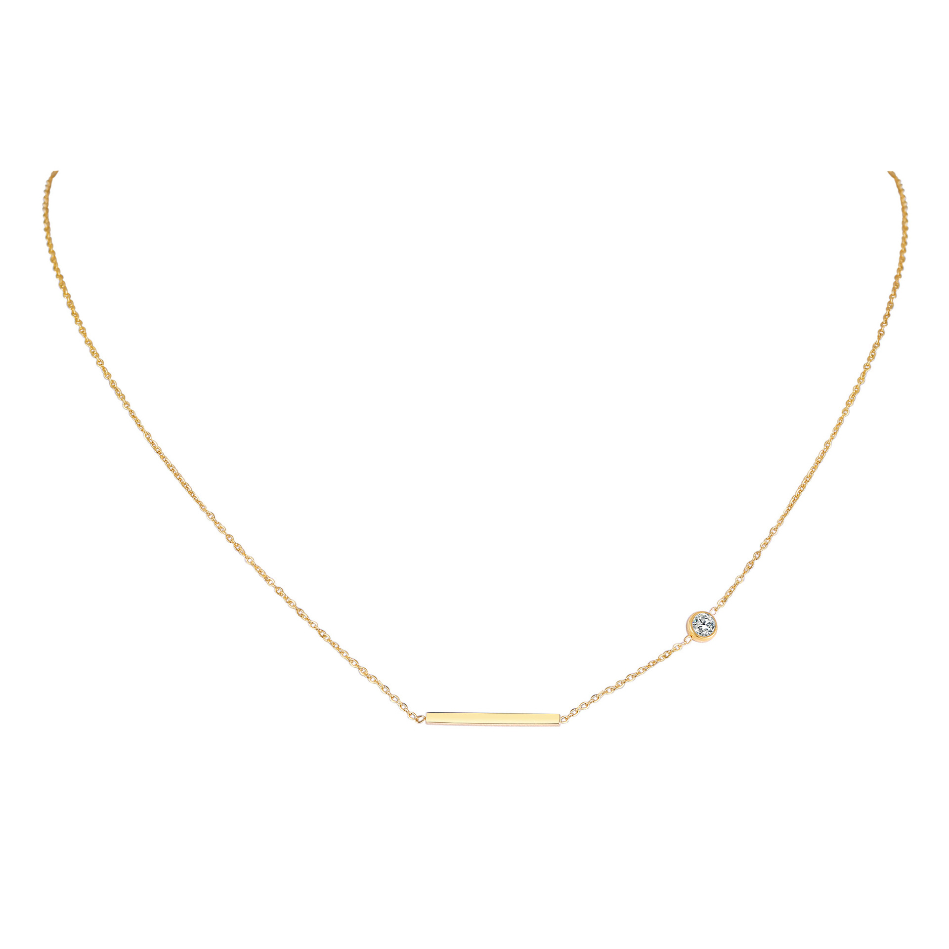 Huanmu Accessories Stainless Steel Cross Necklace Simple Single Zircon Collarbone Chain Women's Style