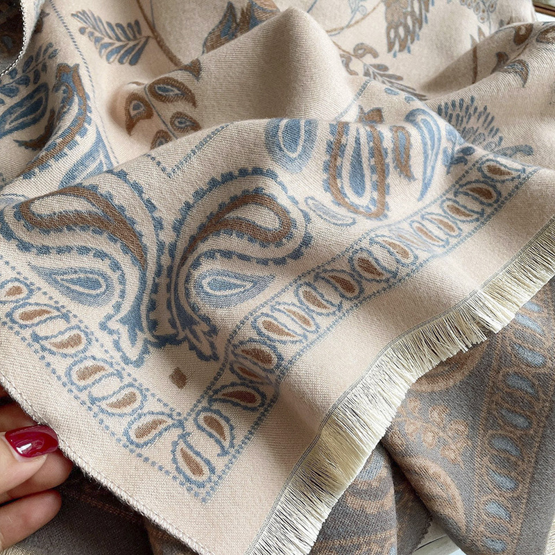 High-quality air-conditioned room shawl outer layer for women, summer office nap faux cashmere fringe warm scarf