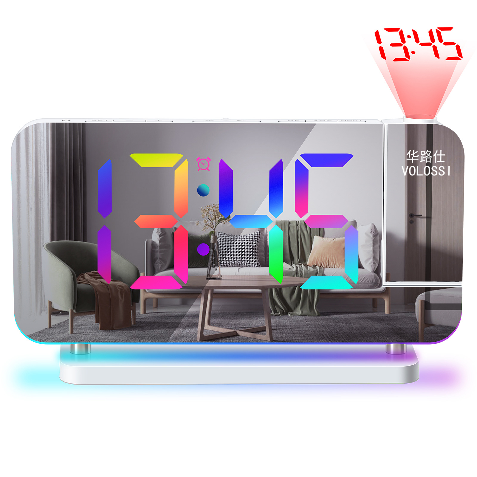 New RGB Colorful LED Electronic Clock Color Changing Night Light Atmosphere Light Home Desktop Projection Alarm Clock
