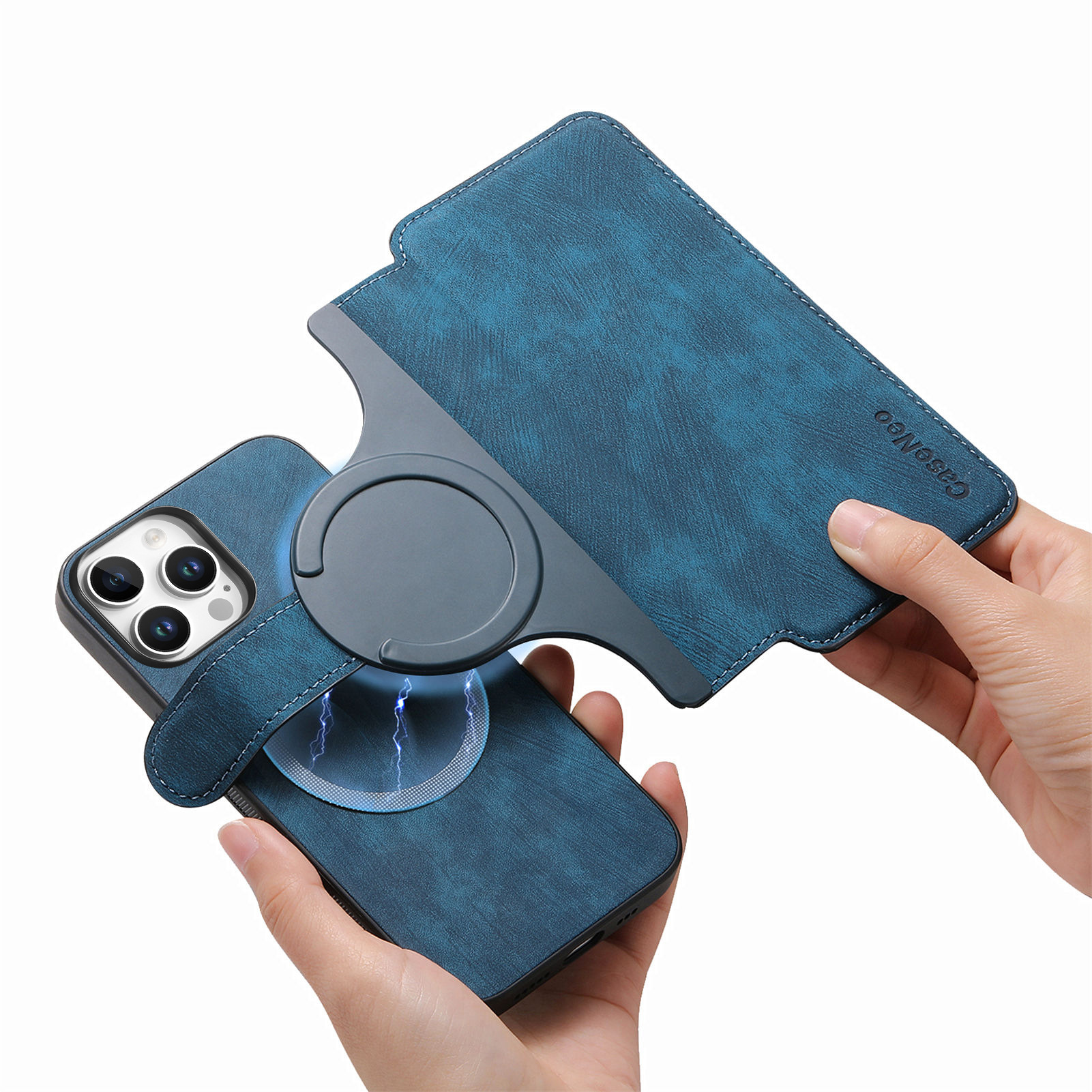 For Apple 18 Pro Max two-in-one magnetic phone case full coverage 17e anti-drop iPhone 18 protective leather case