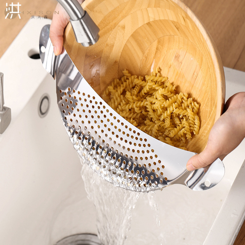 Stainless steel kitchen drainer fruit and vegetable strainer slag barrier pot edge filter baffle kitchen tool