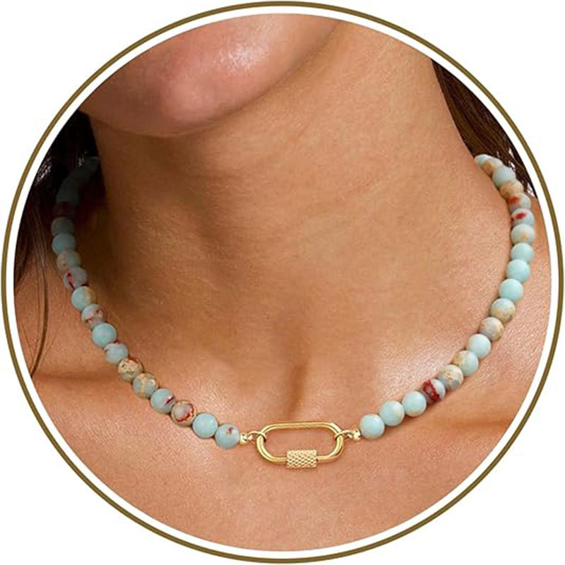 Women's Jewelry Gemstone Necklace Girl Gift Item Colorful Necklace