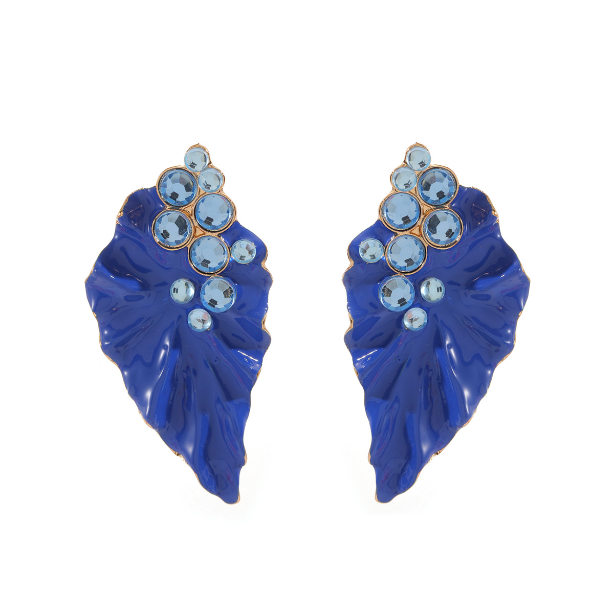 ZA exaggerated white enamel petal drop earrings rhinestone earrings for women ear accessories