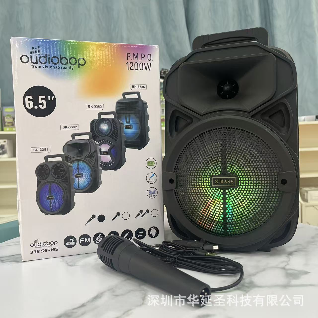 Black Colorful Bluetooth Karaoke Speaker with Microphone