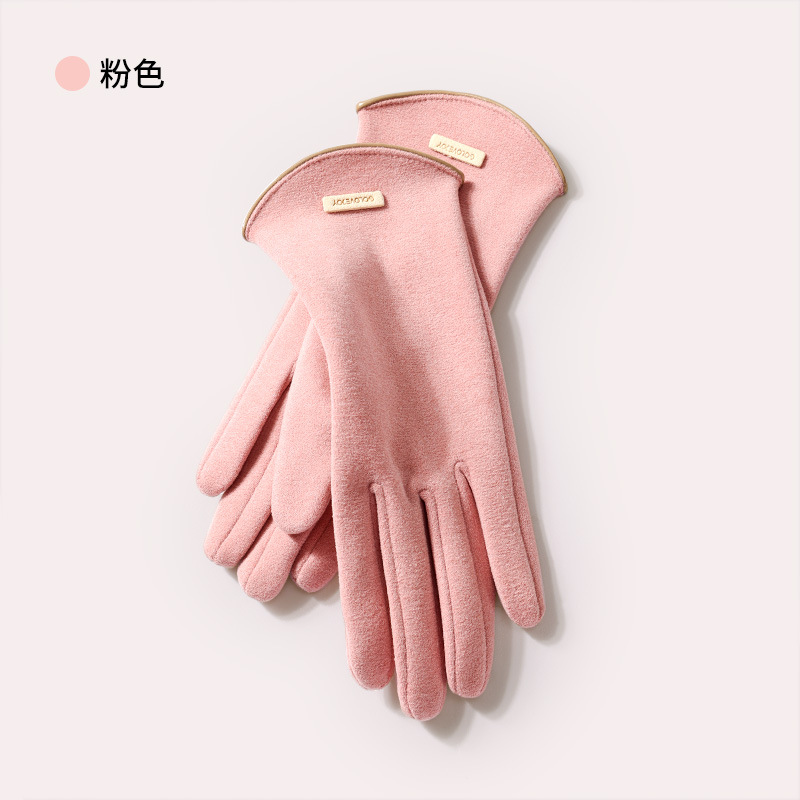 Winter new cashmere gloves women outdoor small fragrance style fleece thickened warm gloves cold-resistant touch screen DY50