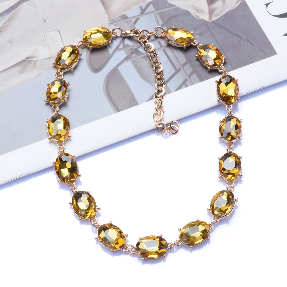 Super Flash Rhinestone Decorative Necklace Women Crystal Short Collarbone Chain Necklace Women Accessories