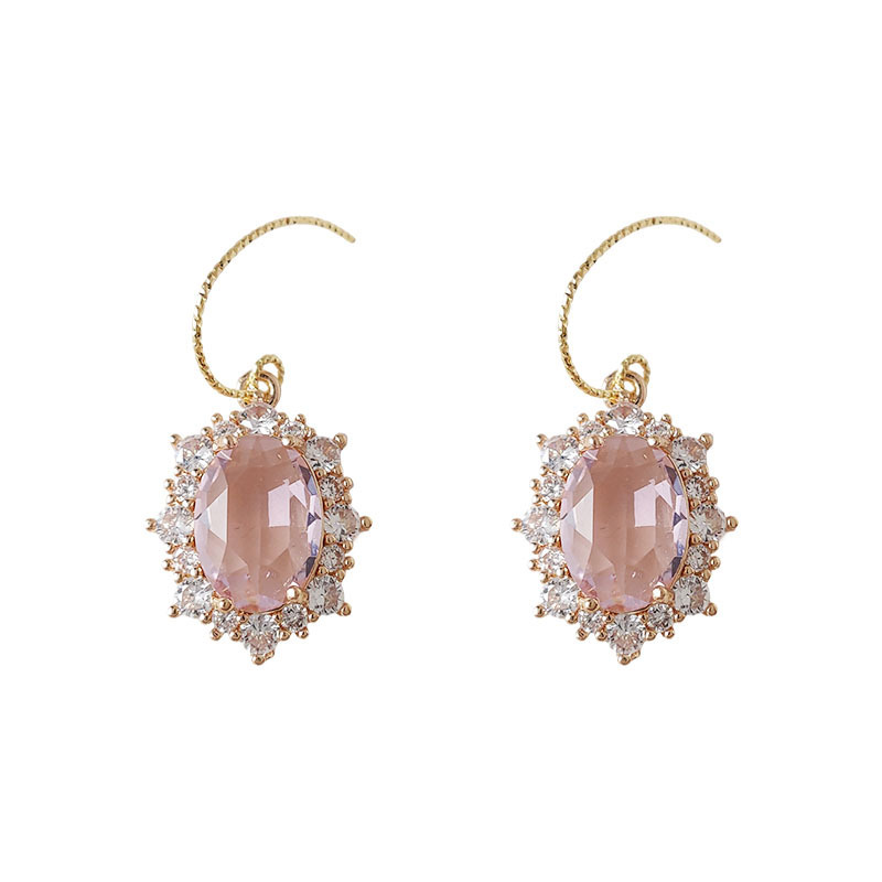 Vintage Retro Heavy Craft Colored Gem Zircon Earrings Exaggerated Western Style Ear Studs Court Style Ear Accessories