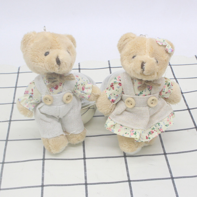 Plush Toy Couple Linen Rabbit Plush Flower Cloth Jointed Rabbit Bag Charm DIY Decoration Doll Rabbit