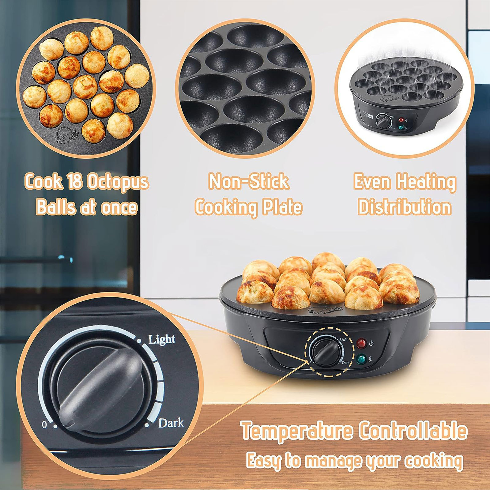 Takoyaki Machine Household Electric Baking Pan Ball Maker Shrimp Ball Maker Egg Puff Machine American Standard