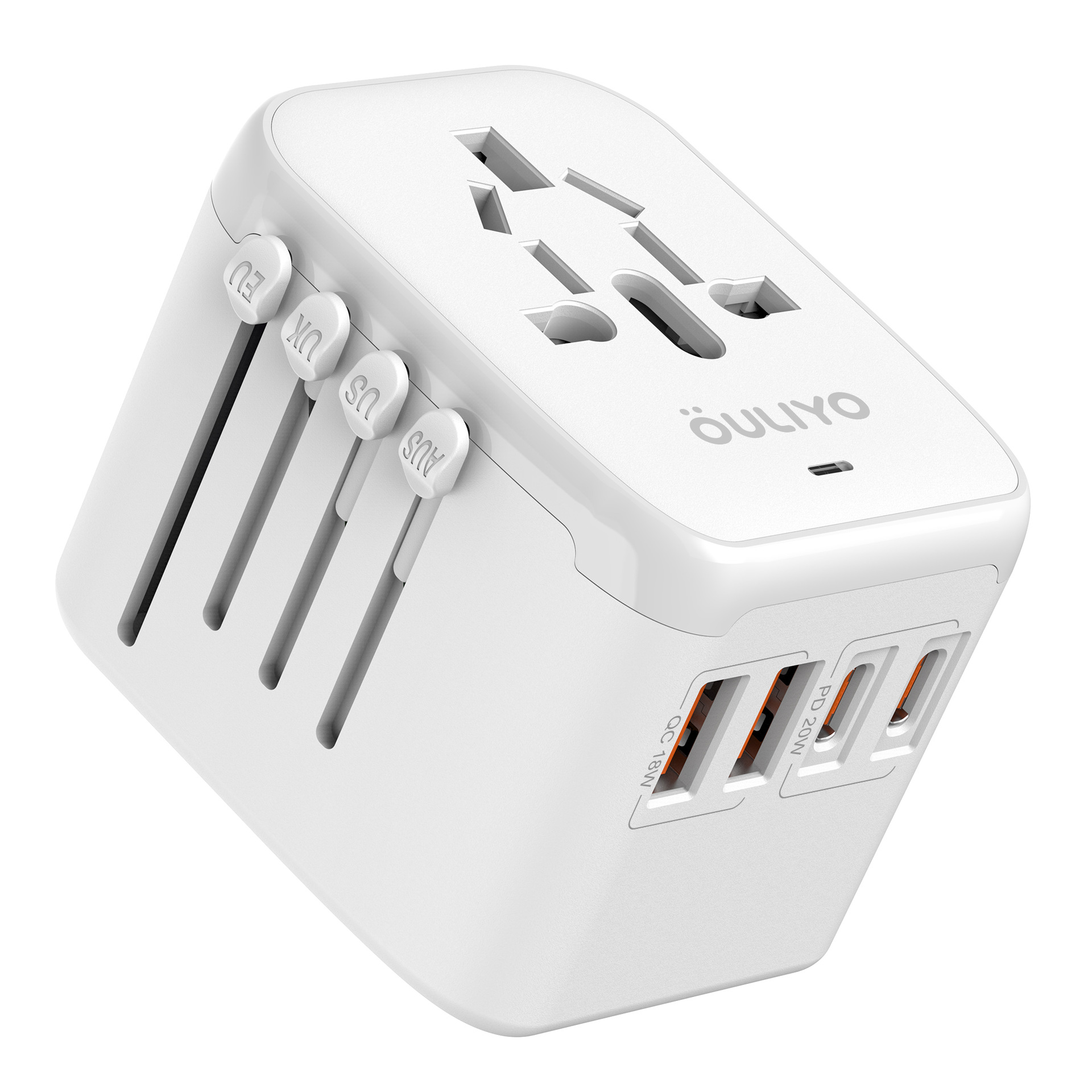 2A2C Universal Adapter Plug Travel Abroad PD20W Socket Converter QC18W UK/AU Standard Converter Plug