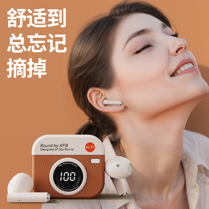 Q86 New Camera Wireless Bluetooth Earphones Semi-in-ear Ultra-long Battery Life Q87 Large Screen Battery Digital Display