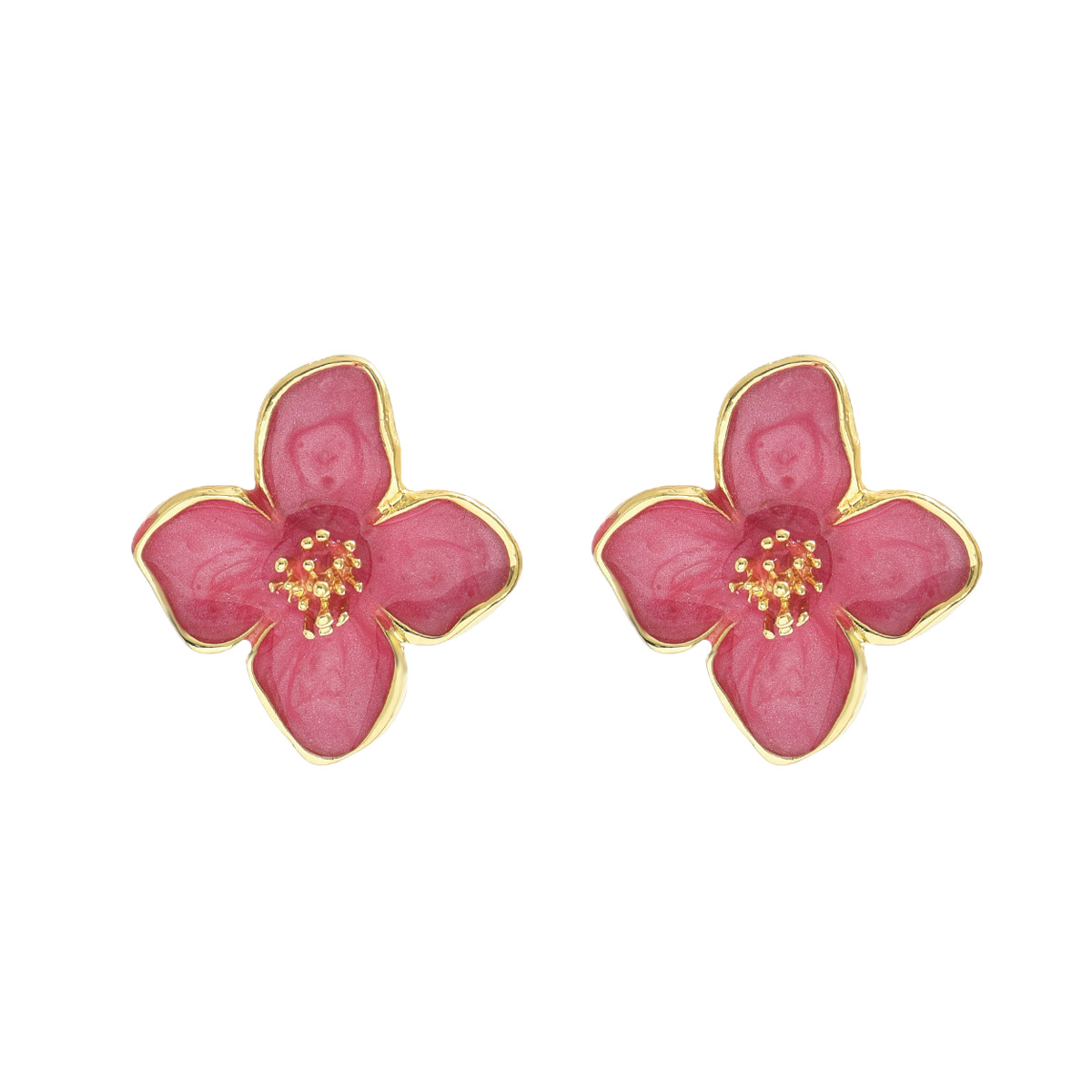 Sweet colorful flower ear studs for women 2025 summer new pearl ear accessories