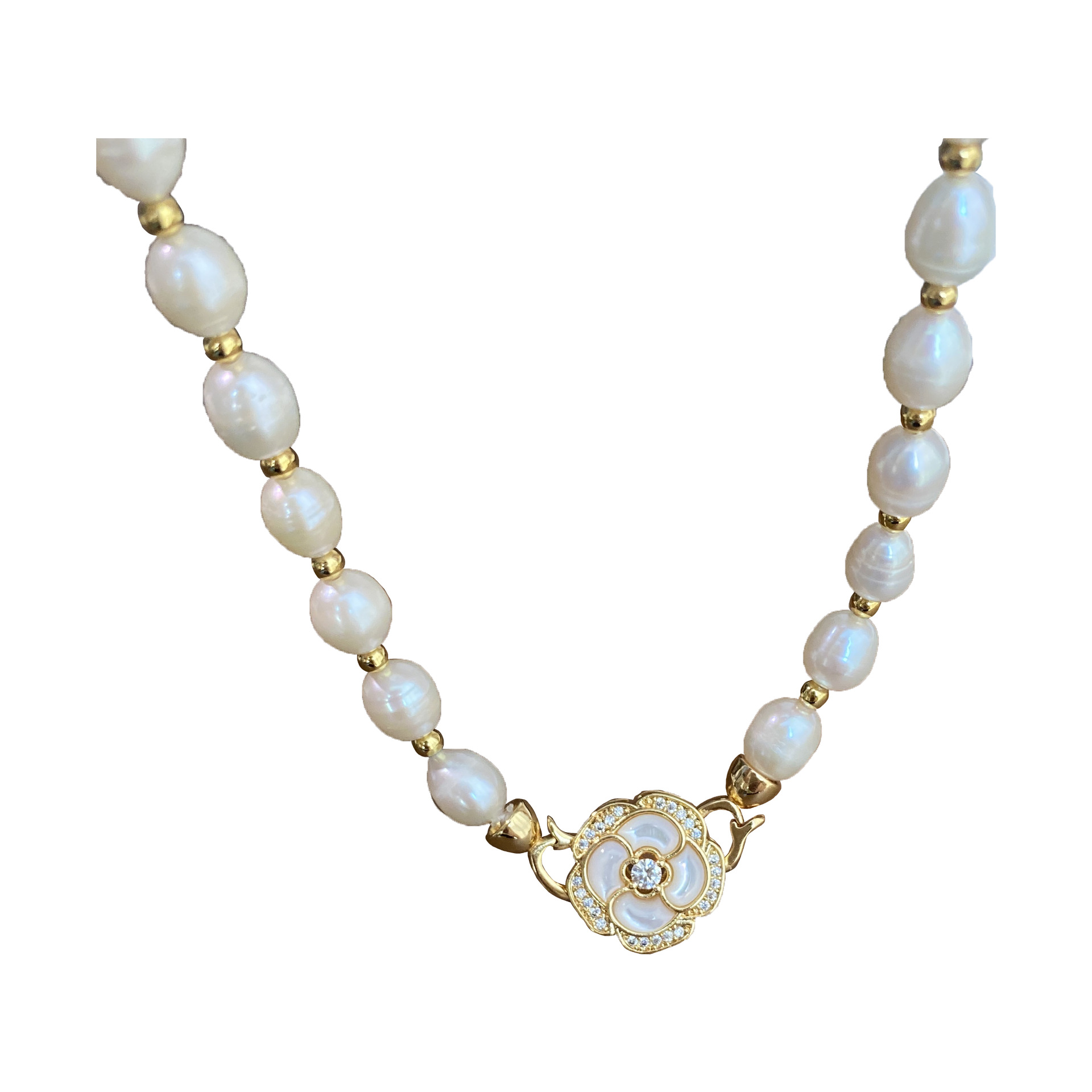 7mm long natural freshwater pearl necklace, sweater chain, small fragrance style necklace, collarbone chain