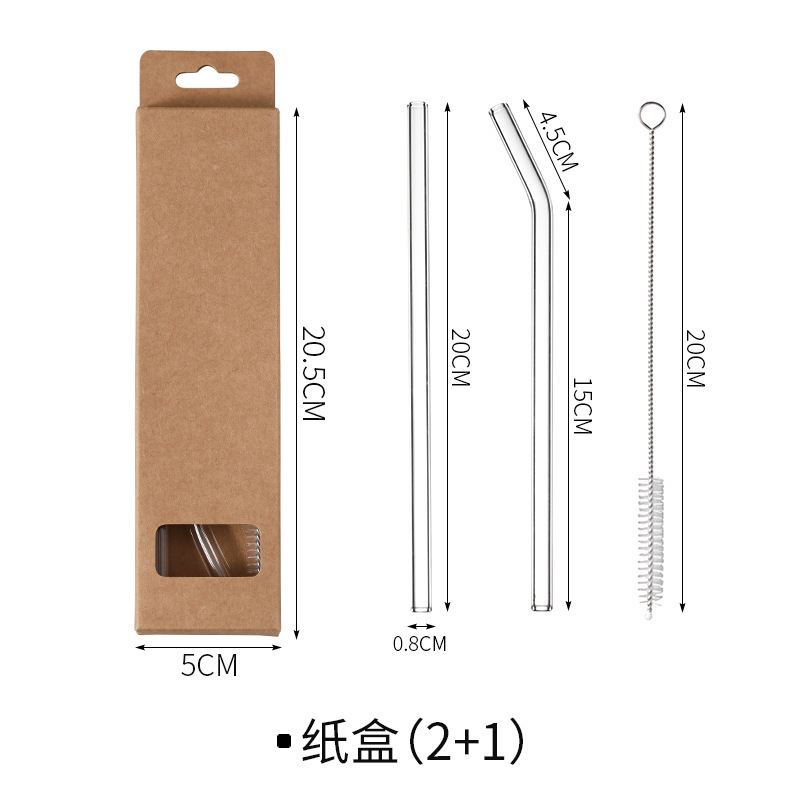 High Borosilicate Transparent Glass Straw Heat-Resistant Durable Set Non-Disposable Pregnant Women Juice Drinking Straw Bendable Portable