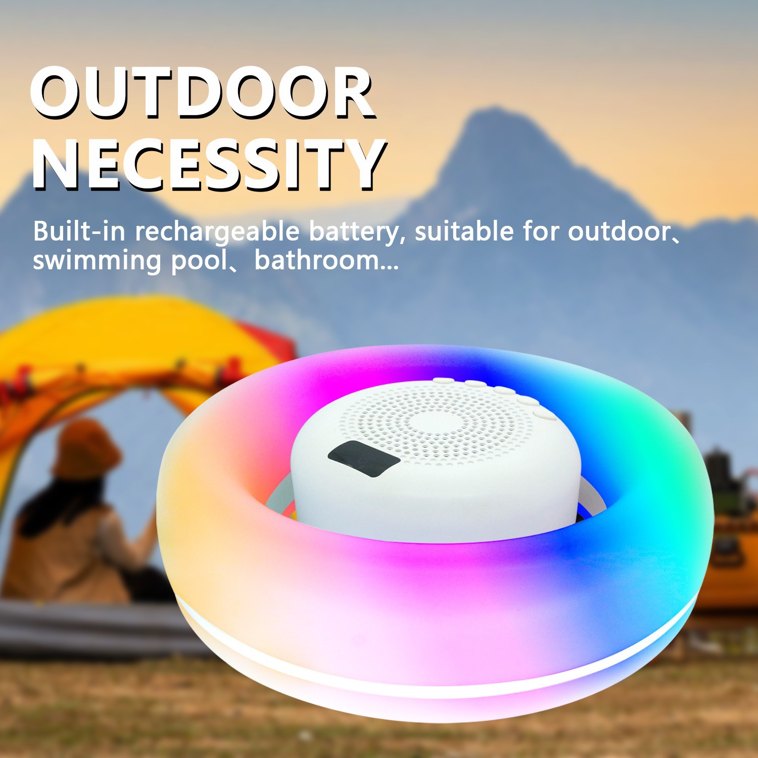 New Pool Bluetooth Speaker Colorful Atmosphere Light Waterproof Floating Speaker