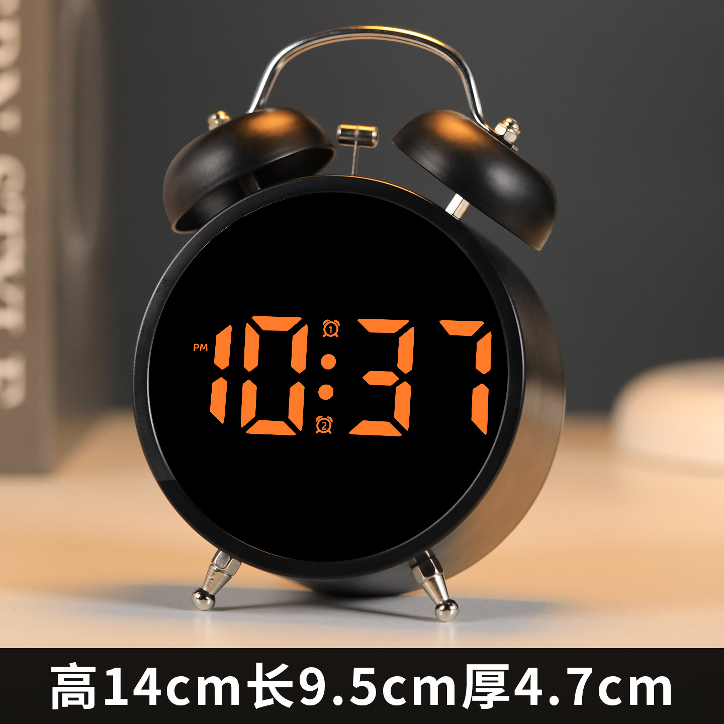 Alarm clock wake-up student special get up LED electronic display mechanical ringing super loud sound alarm