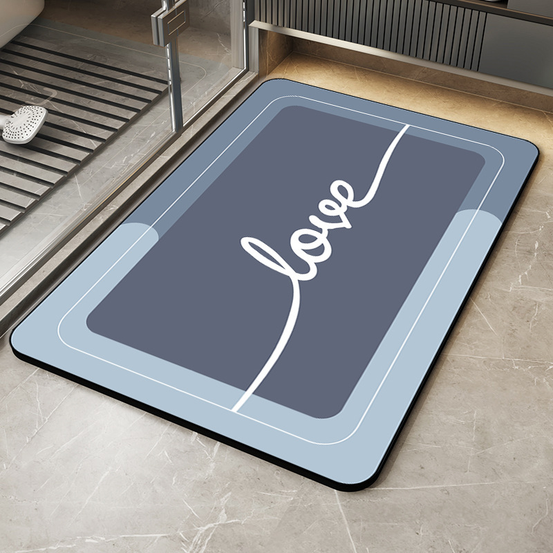 Rectangular floor mat for bathroom, soft diatom mud, non-slip foot mat at shower room entrance, toilet carpet