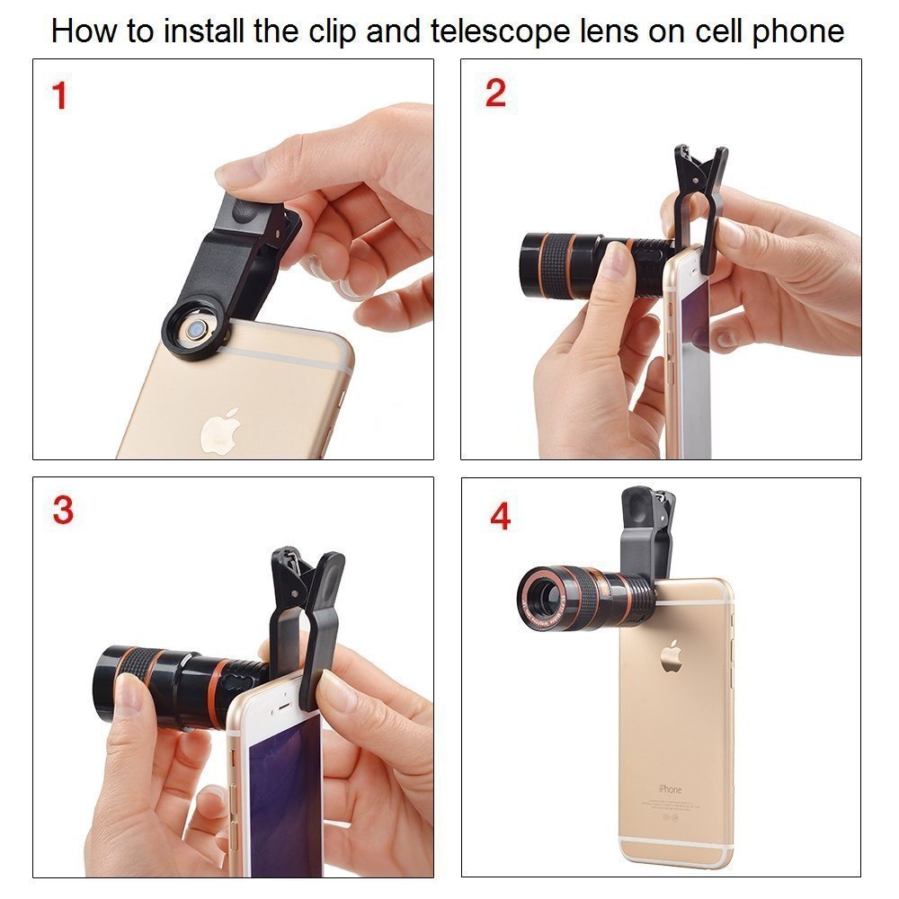 Universal 12x phone telephoto lens HD external photo lens 12X zoom focusing phone lens