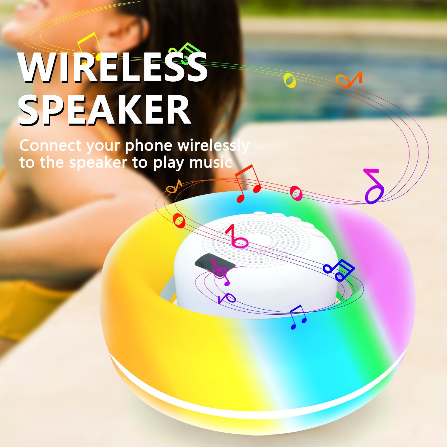 New Pool Bluetooth Speaker Colorful Atmosphere Light Waterproof Floating Speaker