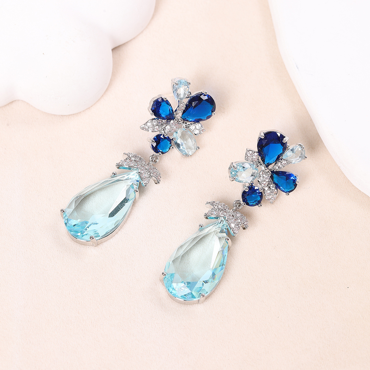 Simple earrings micro-set zircon ear accessories bridal wedding dress teardrop earrings