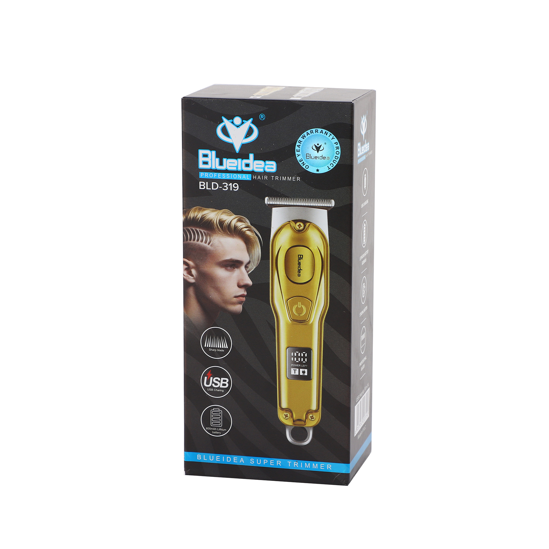 BLD-319 Digital Display Hair Clipper with Guide Comb USB Charging Home Barber Professional Styling Hair Trimmer