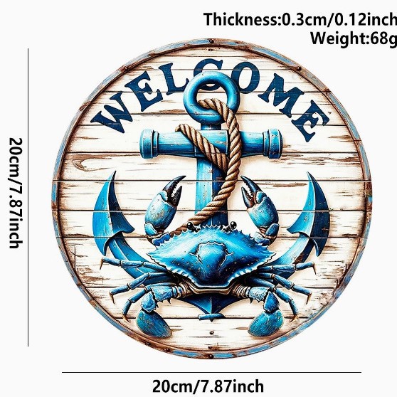 20*20*0.3cm · 木质海洋风挂牌 螃蟹船锚