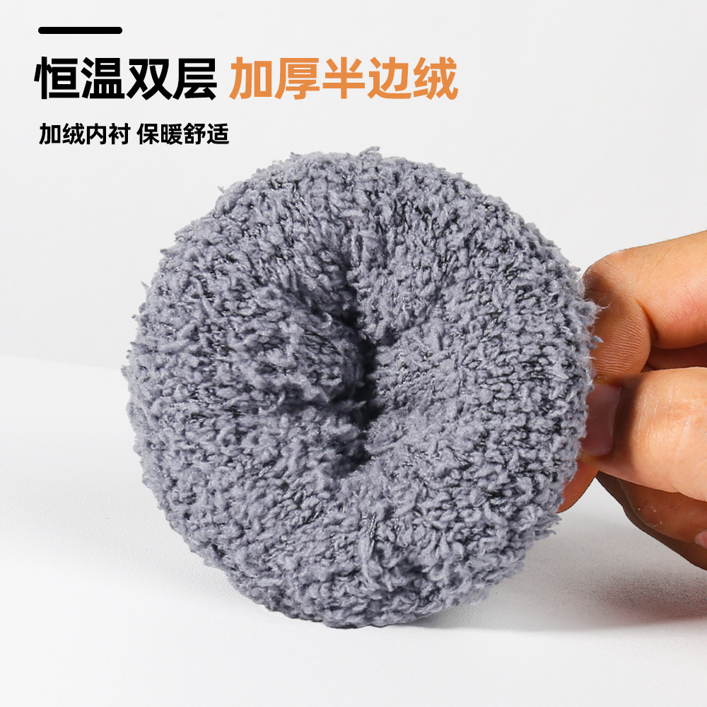 Touchscreen Gloves Winter Warm Cold-Proof Double-Layer Fleece-Lined Thick Men Black Wool Cycling Knit Touchscreen