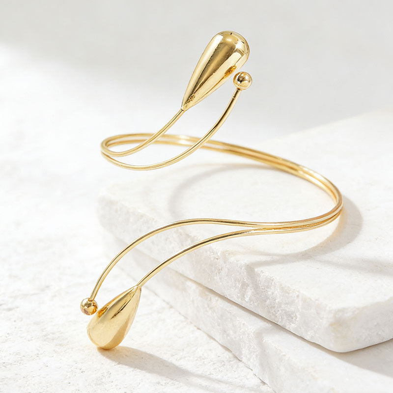 Metal open adjustable drop arm ring exaggerated arm ring female