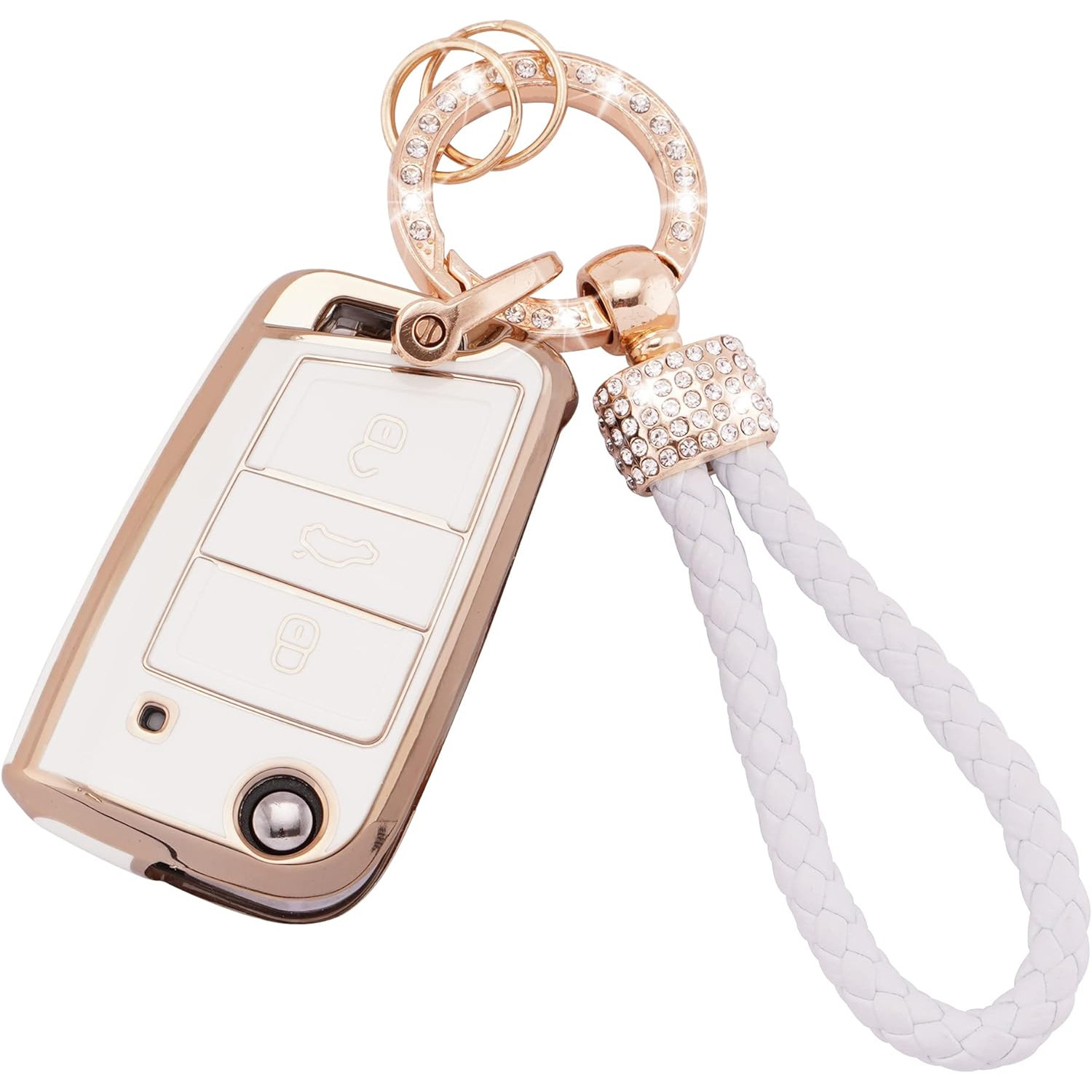Gold Edge Car Key Case Car Key Bag Diamond Ring Pendant Keychain