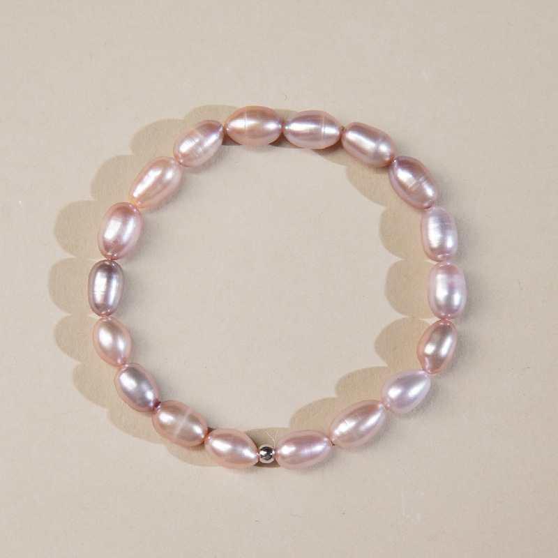 Natural freshwater pearl milky beads elastic cord bracelet women's simple niche fairy style girly feel