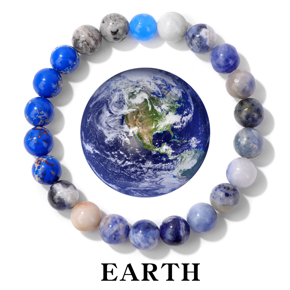 New solar system eight planets artificial stone elastic rope bead bracelet unisex gift bracelet accessory