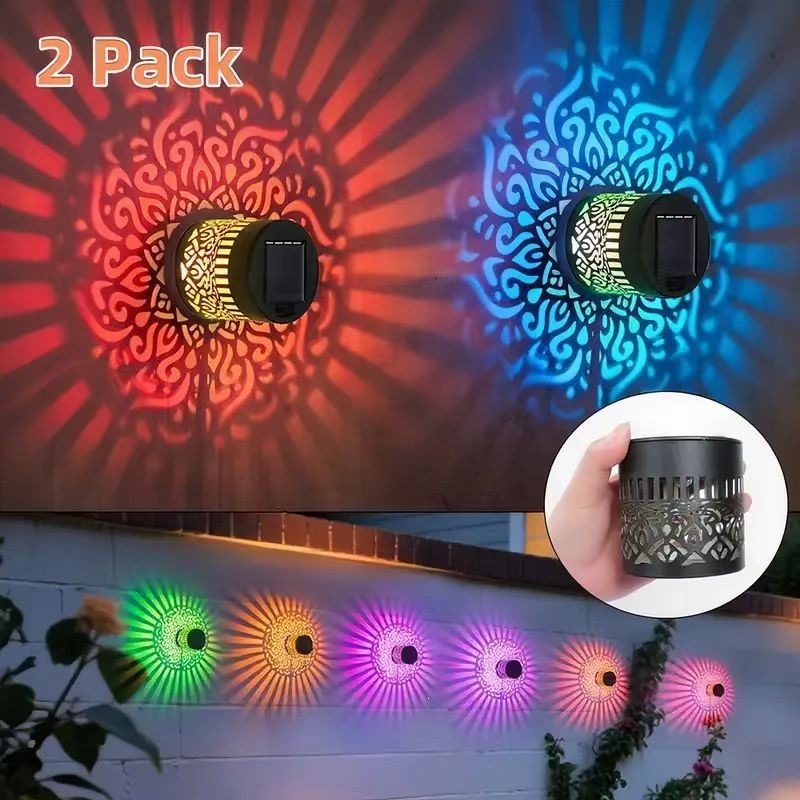 Solar Mandala Wall Light Outdoor Wall Mounted Garden Courtyard Projection Decoration Atmosphere Light