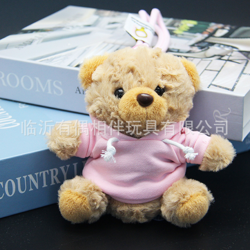 Teddy bear pendant hoodie bear keychain plush toy backpack charm souvenir print name custom LOGO