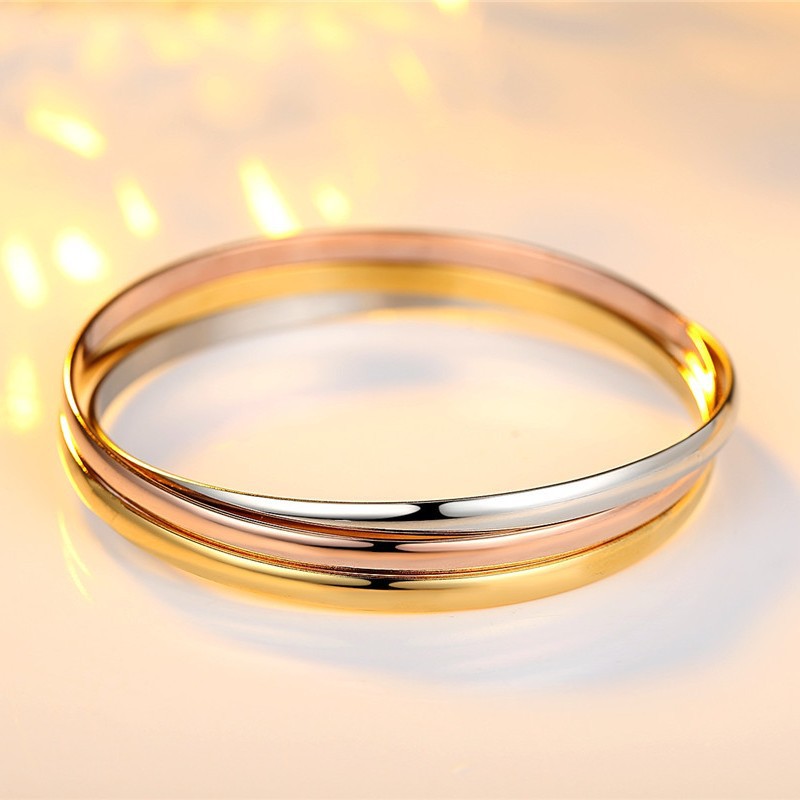 New Titanium Steel Three-Color Three-Ring Bracelet Stainless Steel Hand Accessory Bracelet