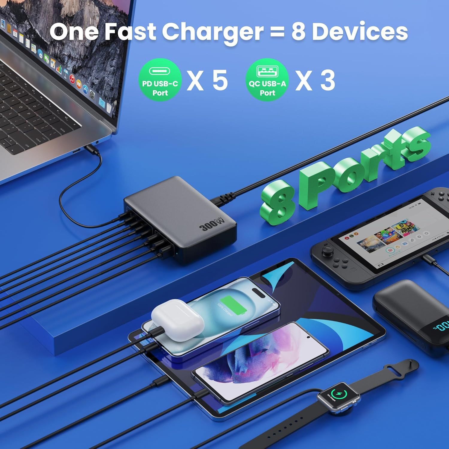 Selected 300W GaN Charger 20V5A High Power Phone Laptop Desktop Charging Station 300W Fast Charging