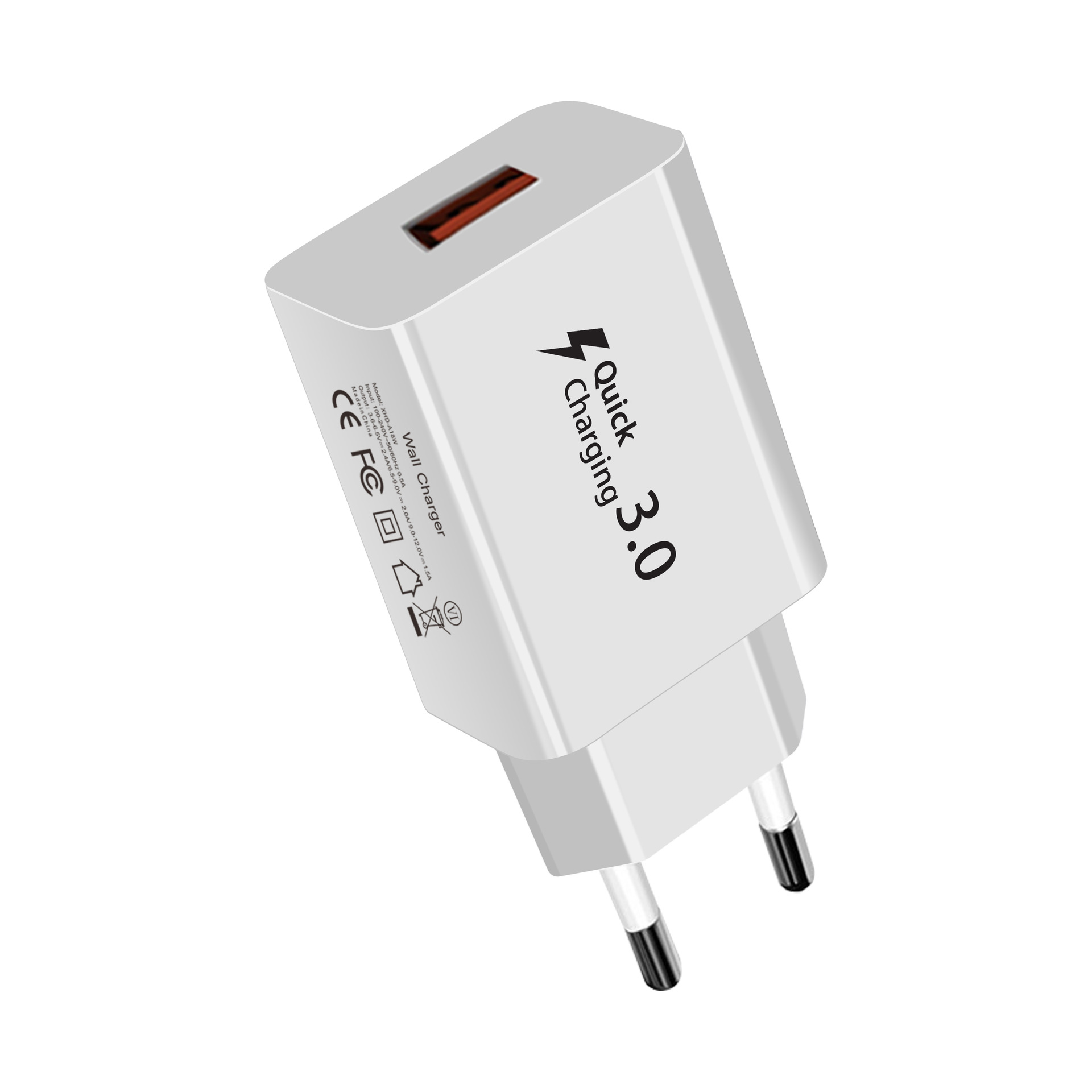 QC18W EU standard fast charger for Samsung charger S7 S8 S9 Apple 15 fast charging USB plug