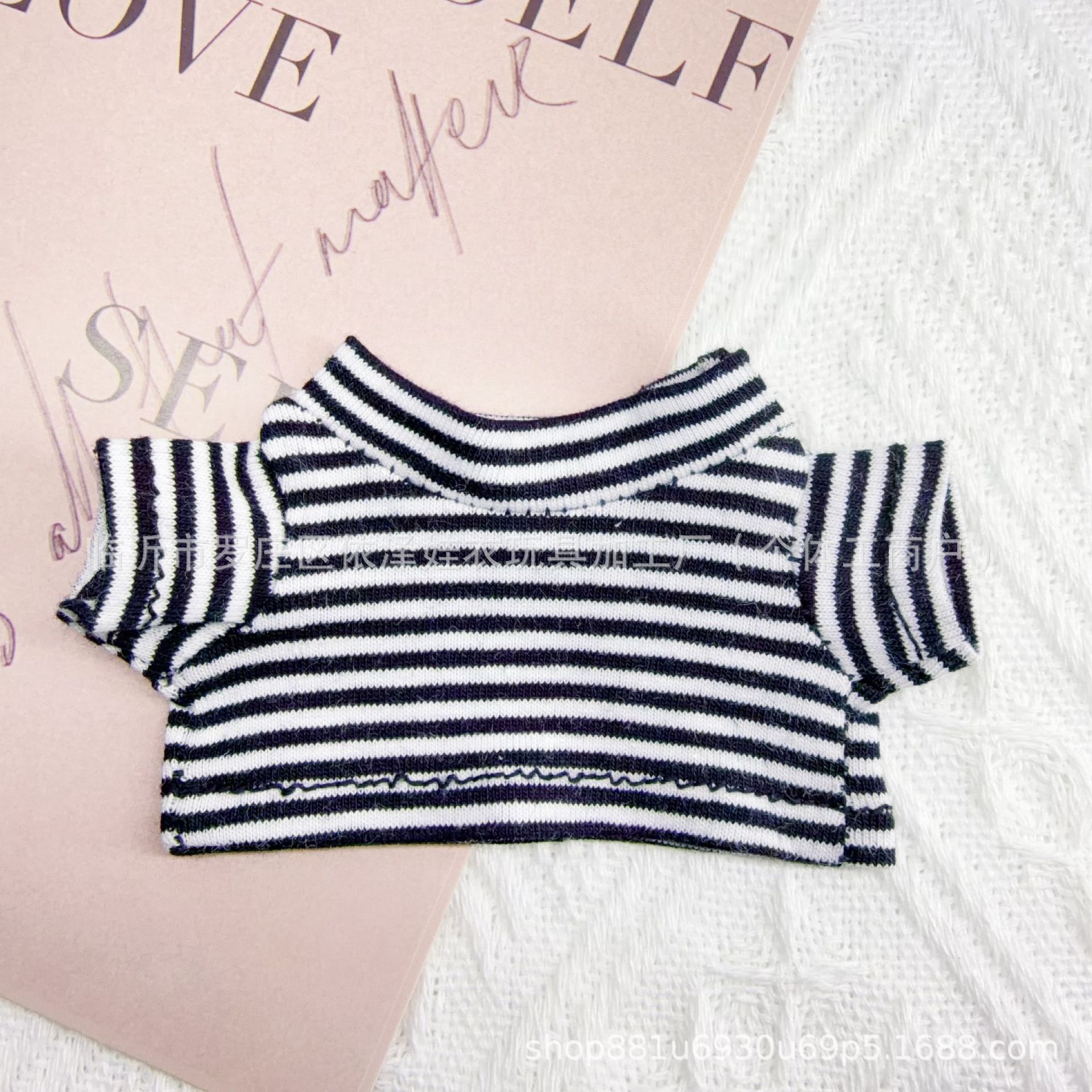 Striped T-shirt Doll Clothes 14cm Gate Dog Clothes Top Plush Toy Doll Plush Accessories Short Sleeve