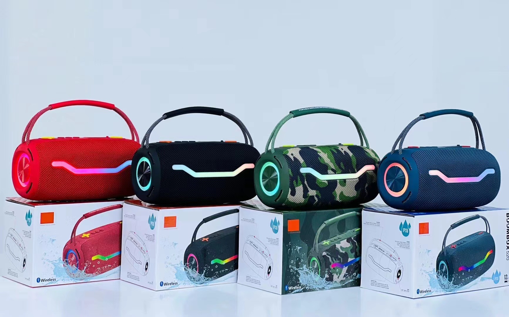 BOOMBOX520JB Home Portable Bluetooth Audio Waterproof Card Subwoofer High Power Outdoor Speaker
