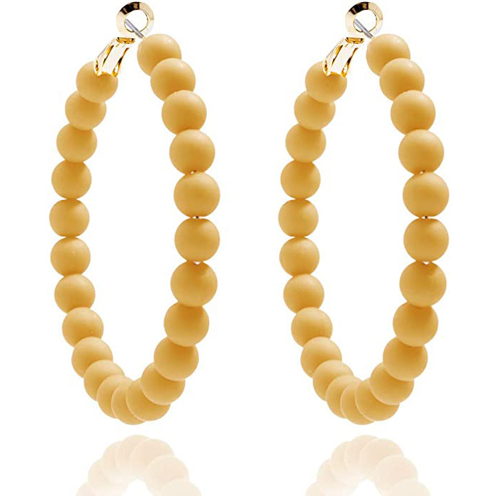 Summer Colorful Acrylic Bead Round Earrings Bohemian Handmade Women's Earrings