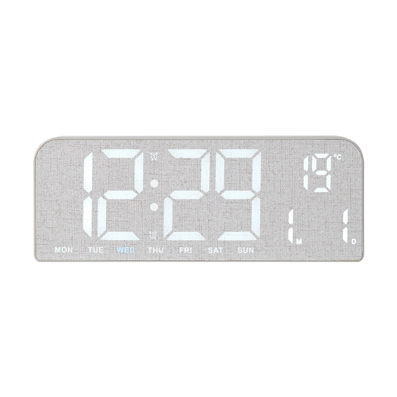 New LED Clock Large Screen Alarm Clock Simple Wood Grain Clock Table Clock Hangable GH