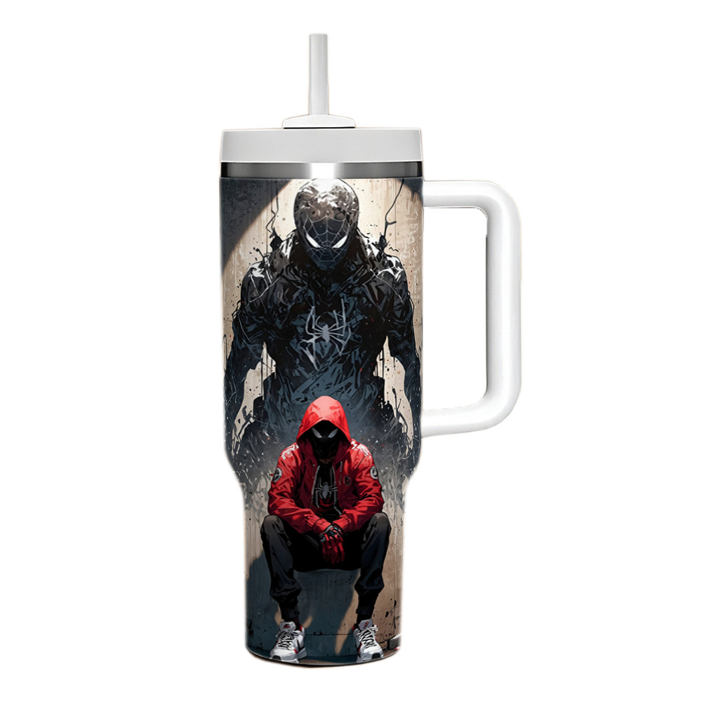 Spider-Man 40OZ stainless steel thermal cup car cup with handle car ice霸 cup